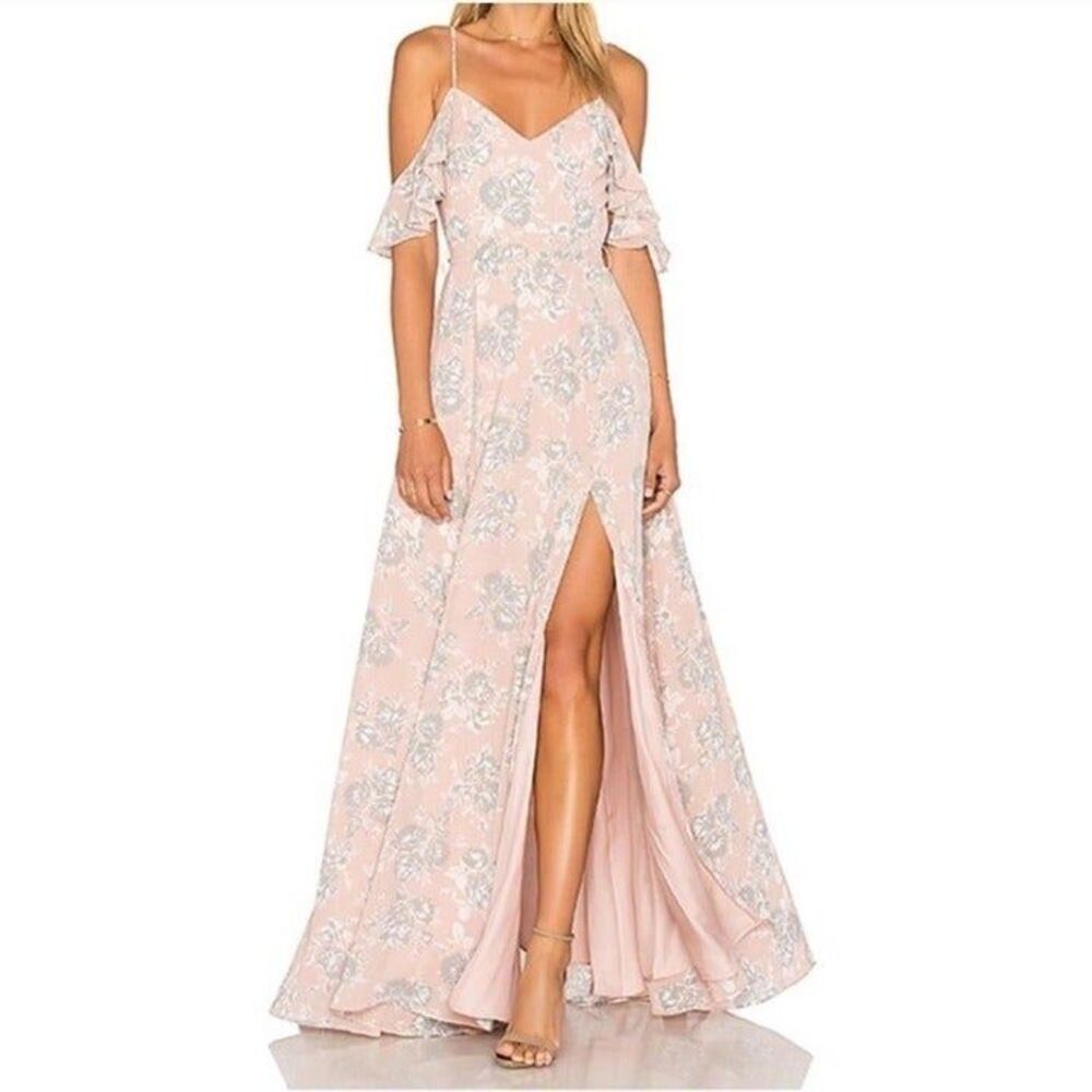 New Lovers + Friends ColdShoulder Floral Slit Gown